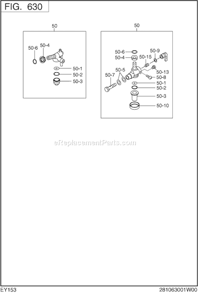 Page H Diagram and Parts List for EY153D00340  Subaru Engine