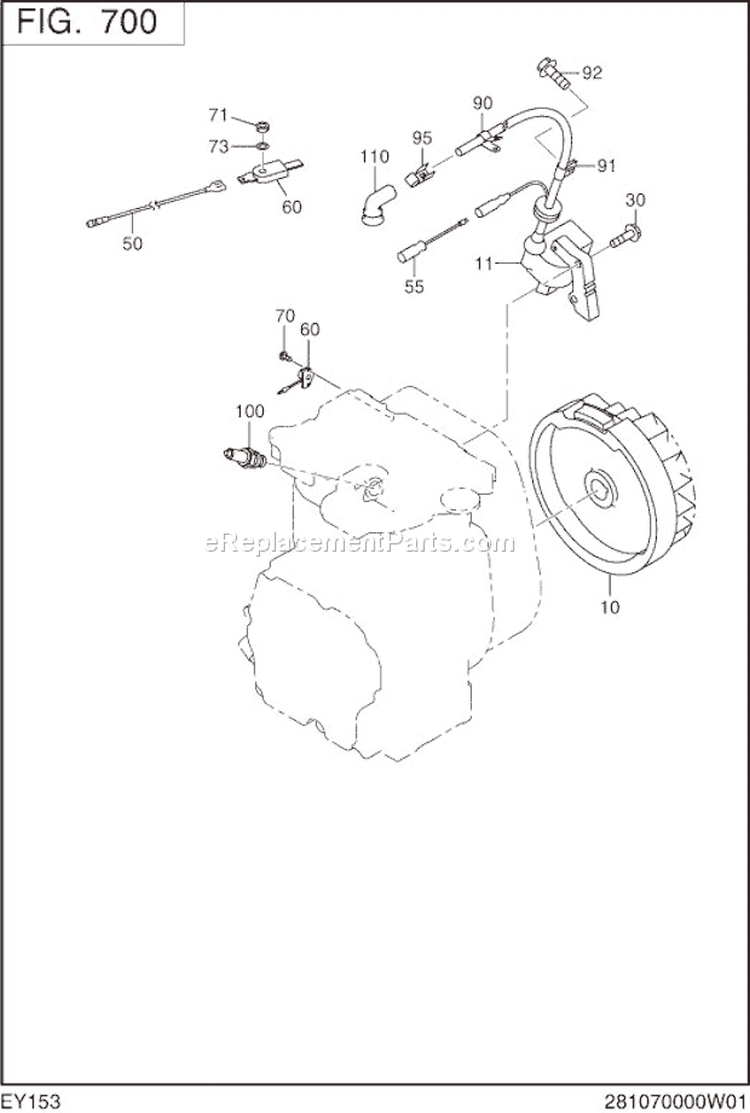 Page J Diagram and Parts List for EY153D00340  Subaru Engine