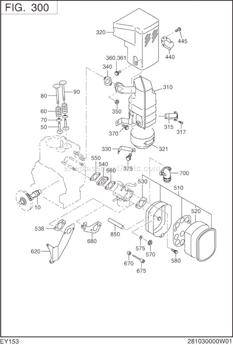 Page C Diagram and Parts List for EY153D00340  Subaru Engine