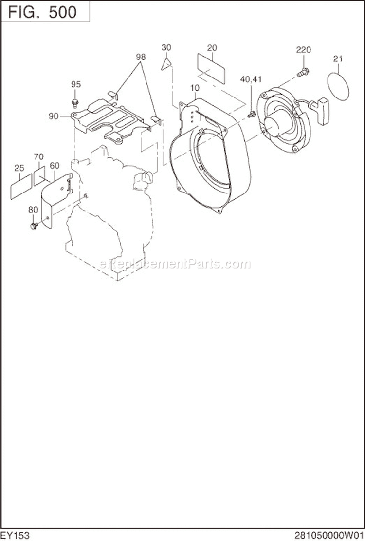 Page E Diagram and Parts List for EY153D00340  Subaru Engine