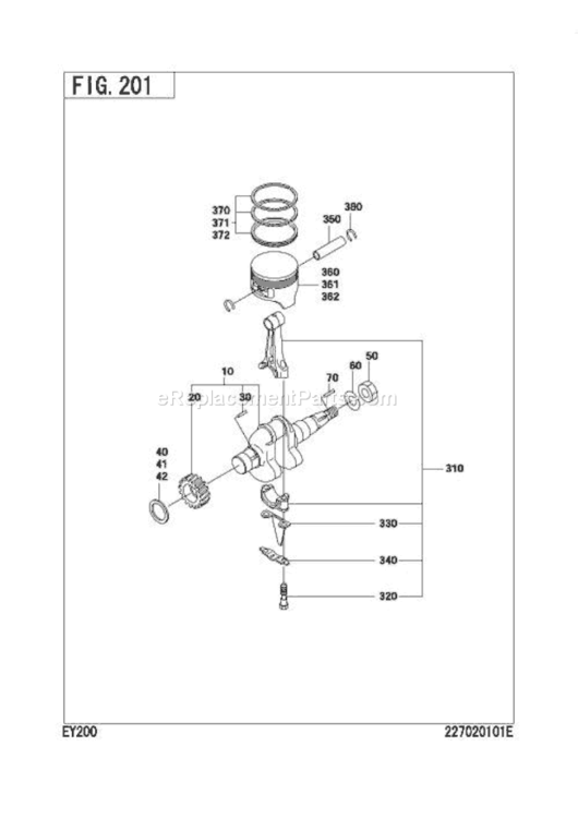 Crankshaft,Piston Gr Diagram and Parts List for EY200BS0000  Subaru Engine