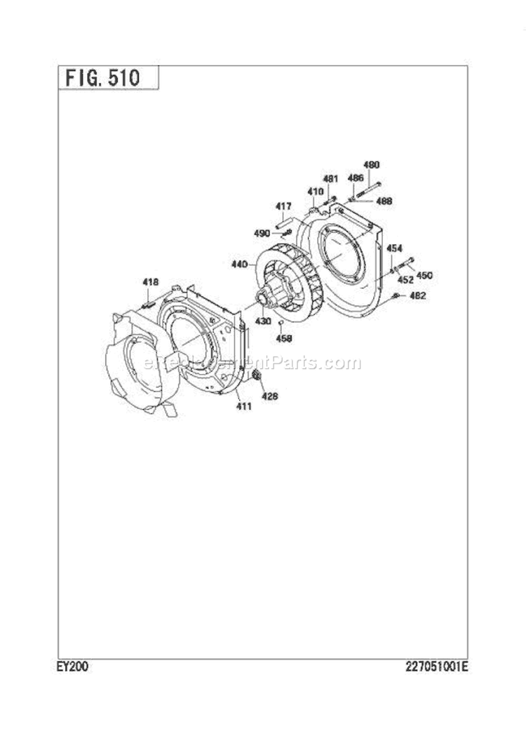 Page F Diagram and Parts List for EY200DD2700  Subaru Engine