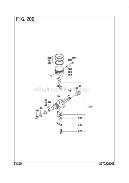 Crankshaft,Piston Gr Diagram and Parts List for EY200DS1010  Subaru Engine