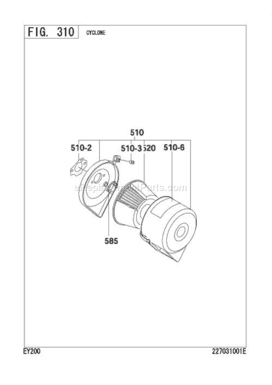Air Cleaner Diagram and Parts List for EY200DS5260  Subaru Engine