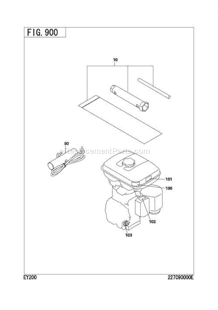 Accessories Label Diagram and Parts List for EY200DD2840  Subaru Engine