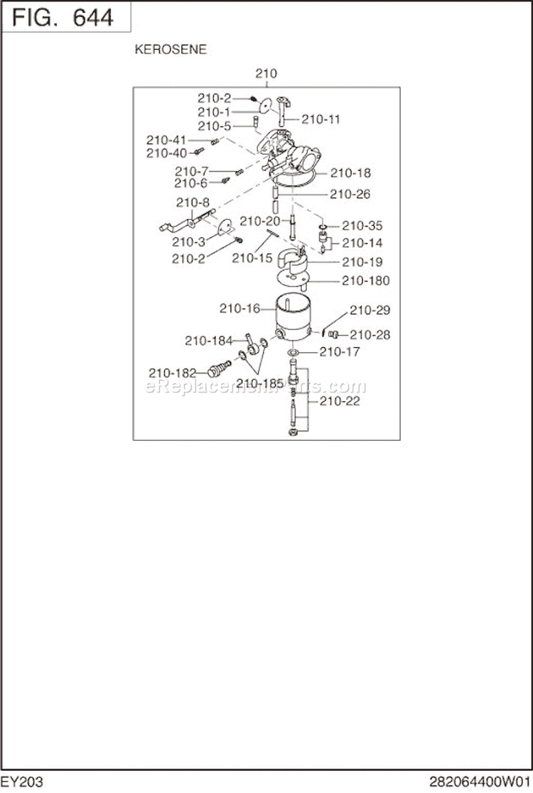 Page J Diagram and Parts List for EY203DK5010  Subaru Engine