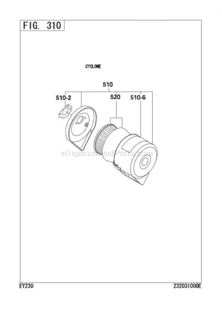 Air Cleaner Ay Diagram and Parts List for EY230DD5240  Subaru Engine