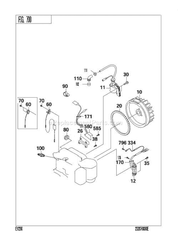 Electric Device Grp Diagram and Parts List for EY230BS0020  Subaru Engine