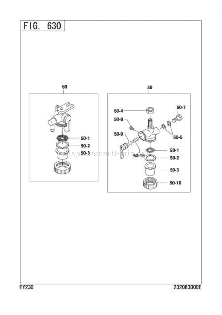 Fuel Strainer Diagram and Parts List for EY230BS0020  Subaru Engine