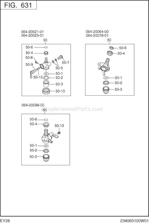 Page J Diagram and Parts List for EY280B000C0  Subaru Engine