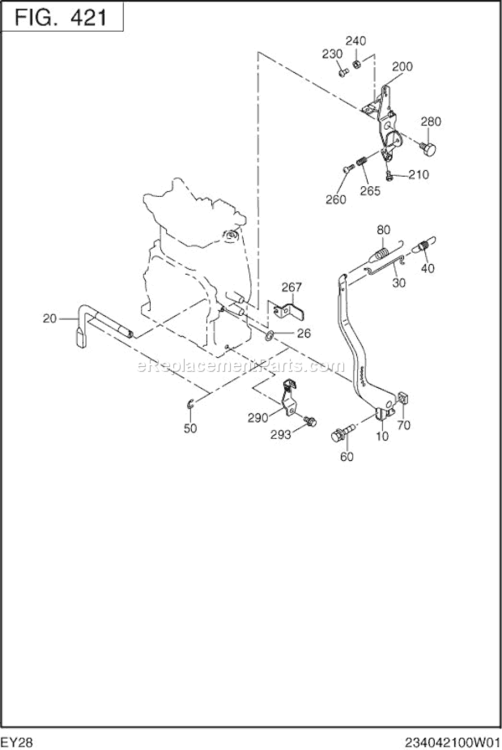 Governor,Operation Diagram and Parts List for EY280D60080  Subaru Engine