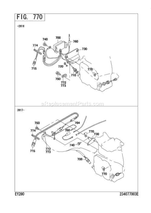 Oil Sensor Diagram and Parts List for EY280D65280  Subaru Engine
