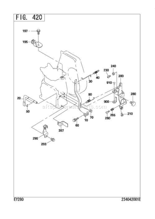 Governor,Operate Diagram and Parts List for EY280D65750  Subaru Engine