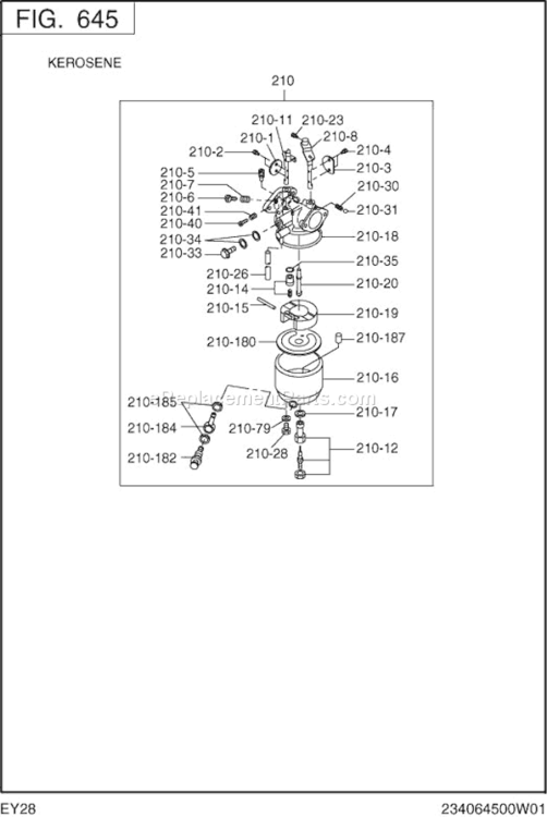 Page K Diagram and Parts List for EY280DK5620  Subaru Engine