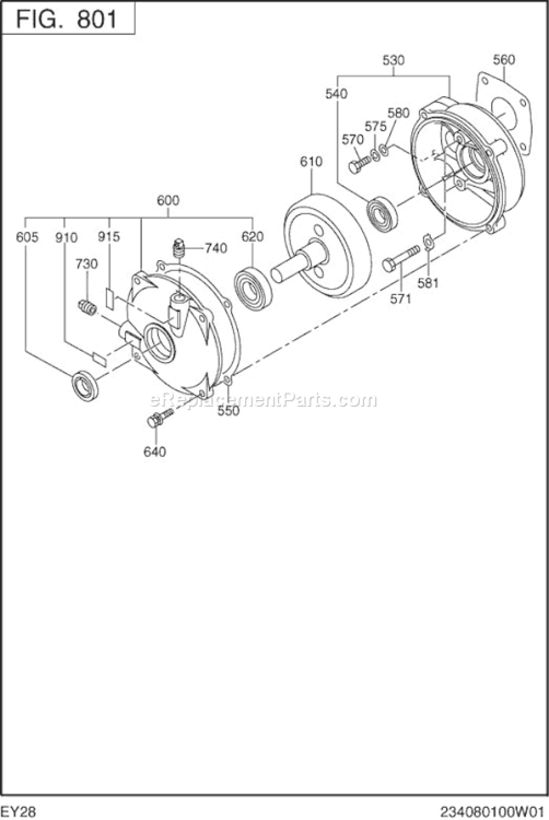 Reduction Diagram and Parts List for EY280DR4020  Subaru Engine
