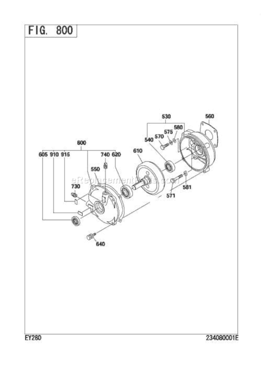 Reduction Diagram and Parts List for EY280DR4110  Subaru Engine