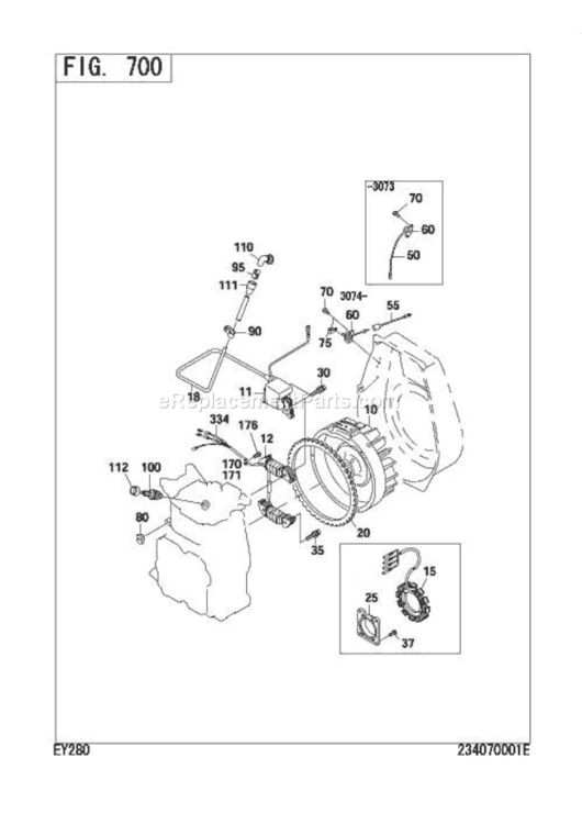 Electric Device Diagram and Parts List for EY280DS1100  Subaru Engine