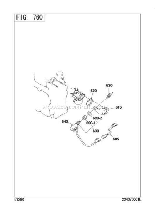 Solenoid Diagram and Parts List for EY280DS2500  Subaru Engine