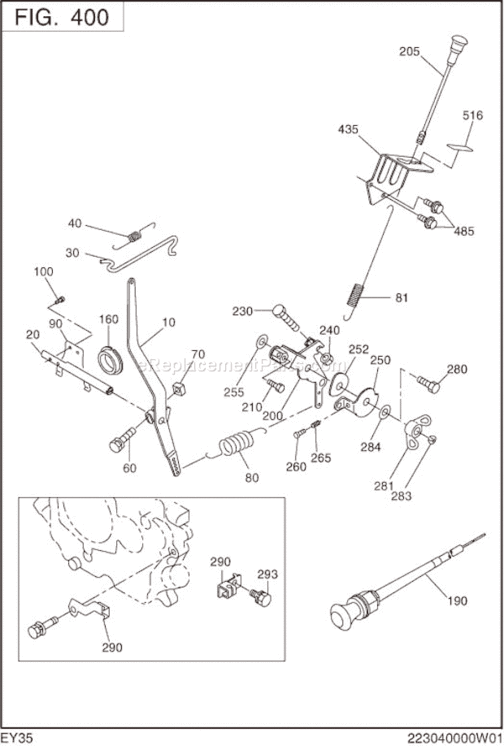 Governor,Operation Diagram and Parts List for EY350BB7730  Subaru Engine