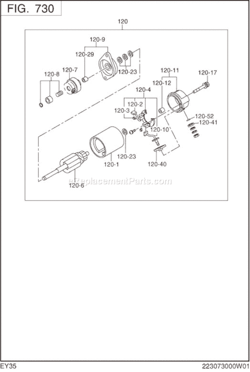 Page O Diagram and Parts List for EY350BS7730  Subaru Engine