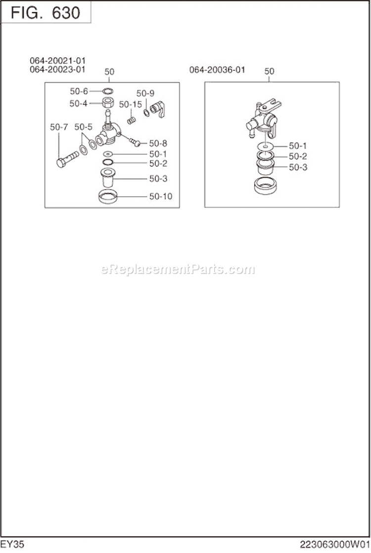 Page K Diagram and Parts List for EY350BB7792  Subaru Engine