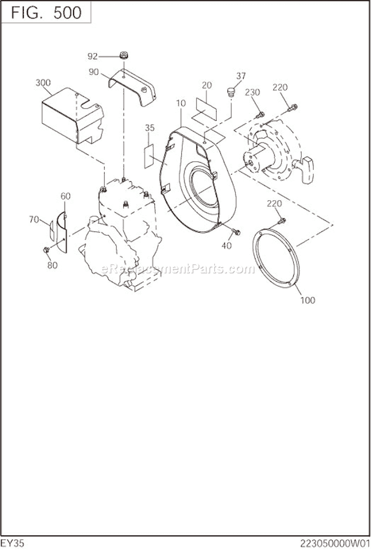 Cooling,Starting Diagram and Parts List for EY350BB7792  Subaru Engine