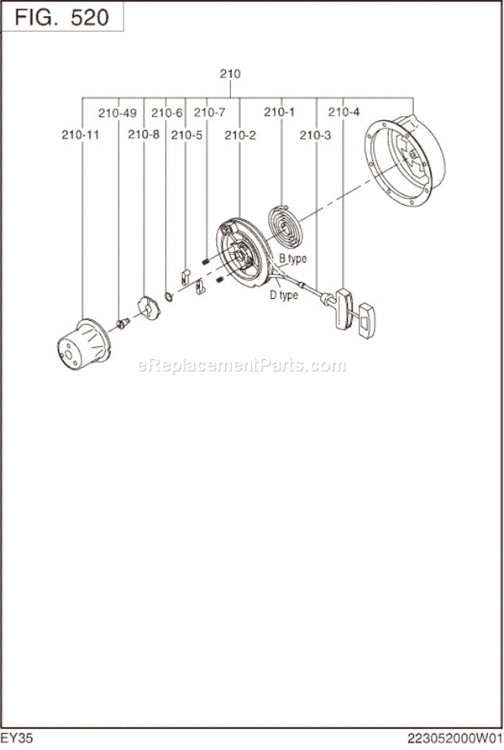 Page H Diagram and Parts List for EY350DD8380  Subaru Engine