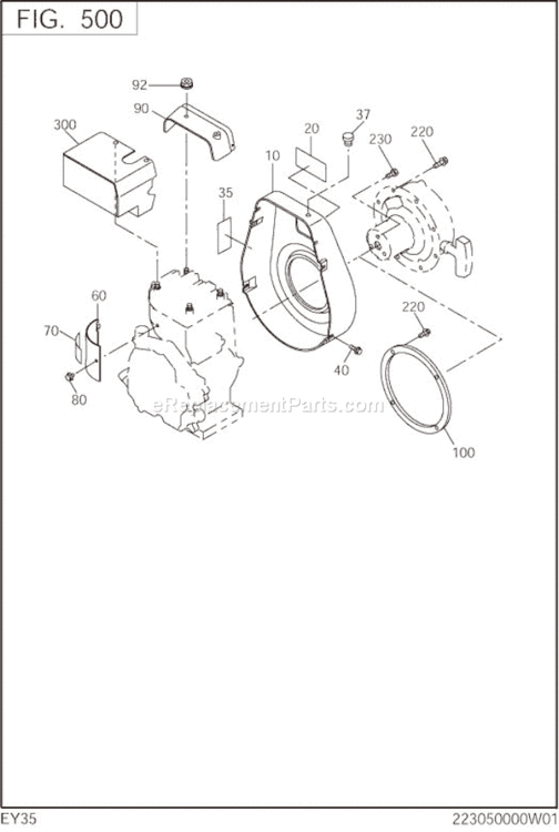 Cooling,Starting Diagram and Parts List for EY350DD8390  Subaru Engine