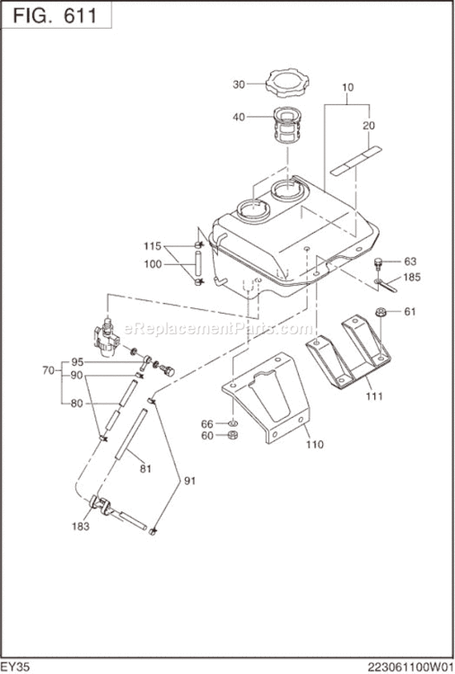 Page J Diagram and Parts List for EY350DK7120  Subaru Engine