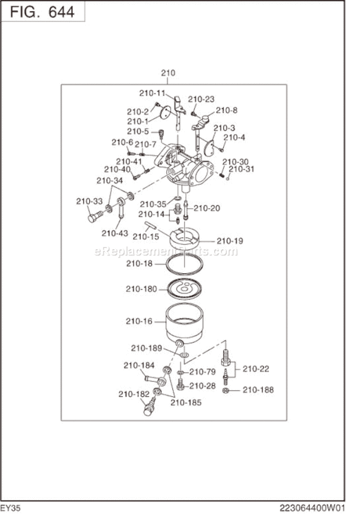 Page L Diagram and Parts List for EY350DK7120  Subaru Engine