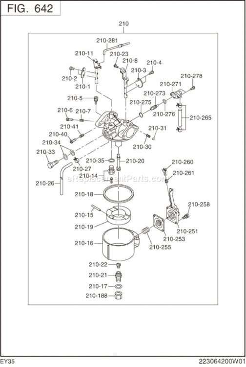 Page H Diagram and Parts List for EY350DS7250  Subaru Engine