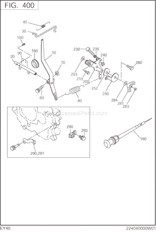 Governor,Operation Diagram and Parts List for EY400BB7210  Subaru Engine