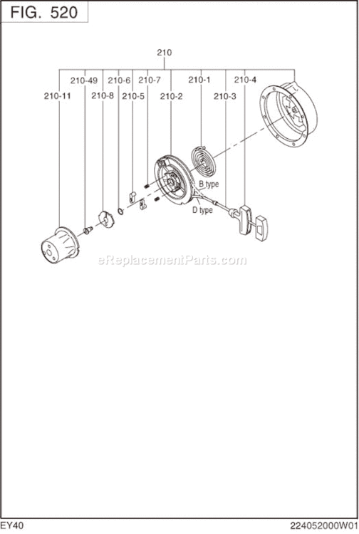 Page H Diagram and Parts List for EY400BB7810  Subaru Engine