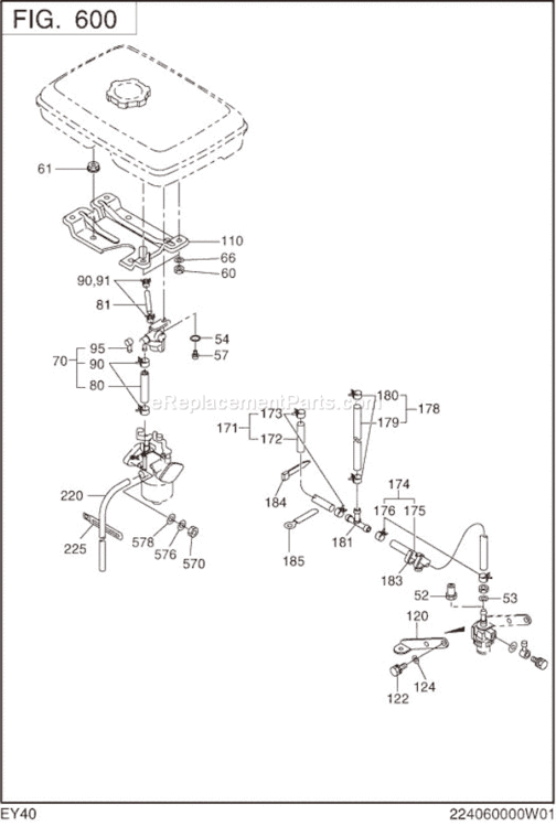 Fuel Lubricant Diagram and Parts List for EY400BB7810  Subaru Engine