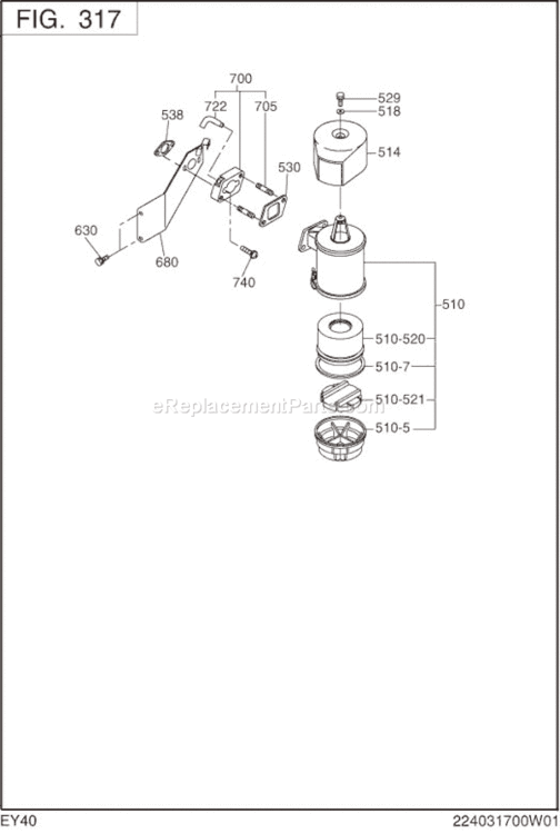 Page D Diagram and Parts List for EY400BB7841  Subaru Engine