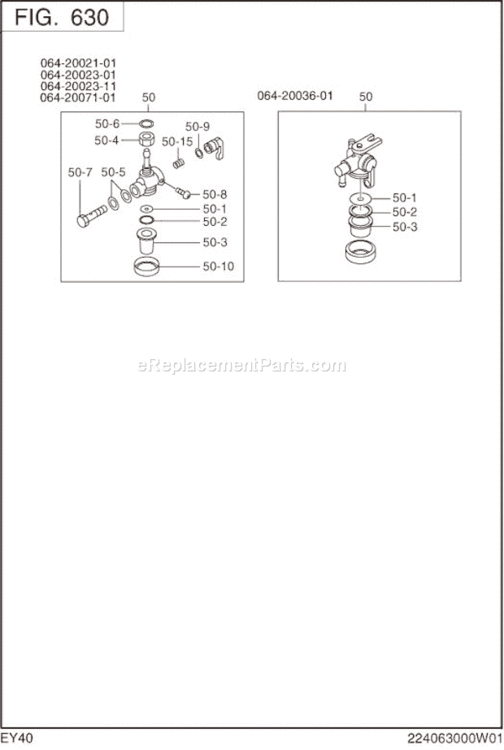 Page K Diagram and Parts List for EY400BB7850  Subaru Engine