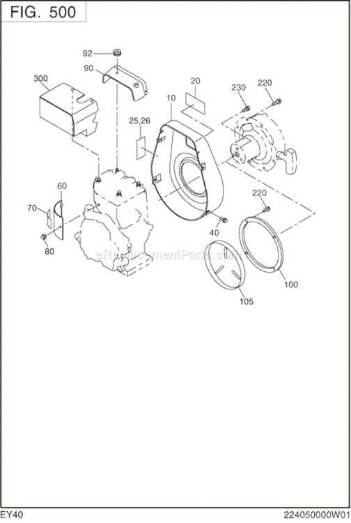 Cooling,Starting Diagram and Parts List for EY400BB7850  Subaru Engine