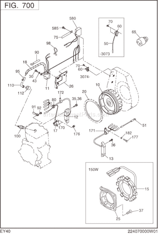 Electric Device Diagram and Parts List for EY400DD2310  Subaru Engine