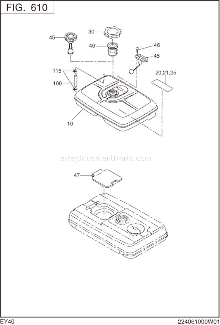 Page J Diagram and Parts List for EY400DD812S  Subaru Engine