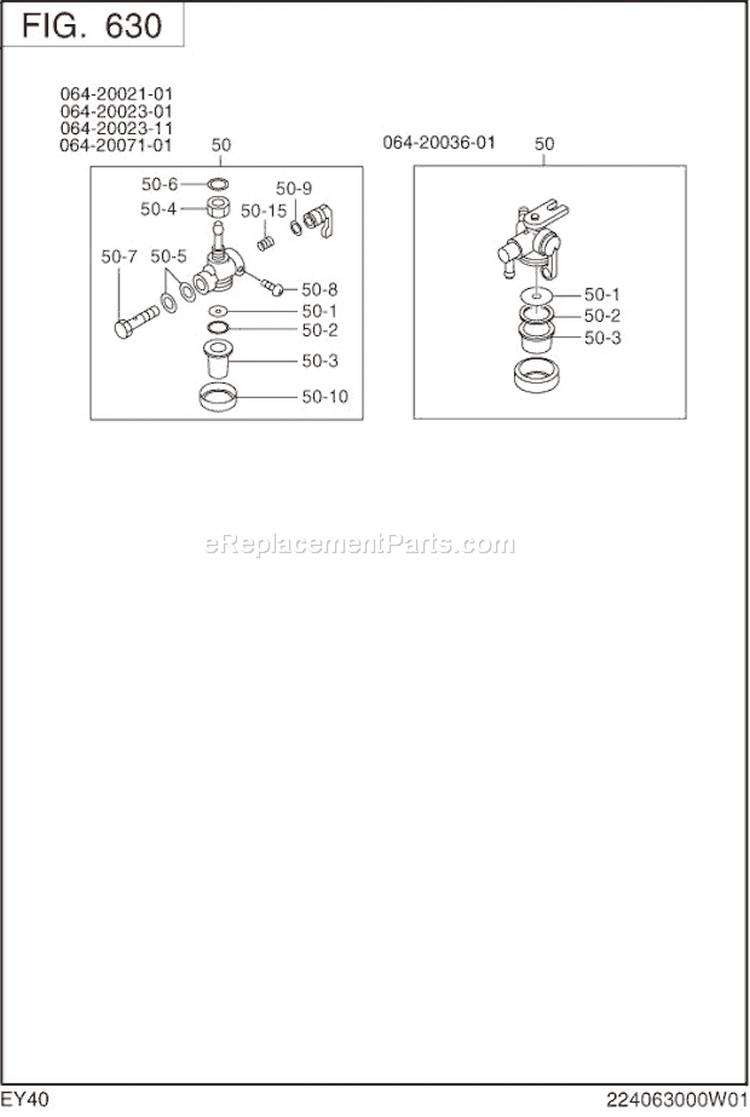 Page K Diagram and Parts List for EY400DD812S  Subaru Engine