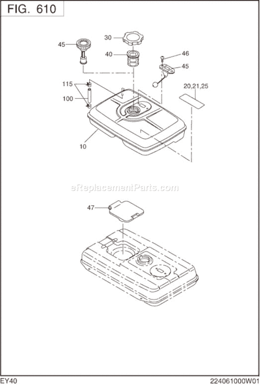 Page J Diagram and Parts List for EY400YD8010  Subaru Engine