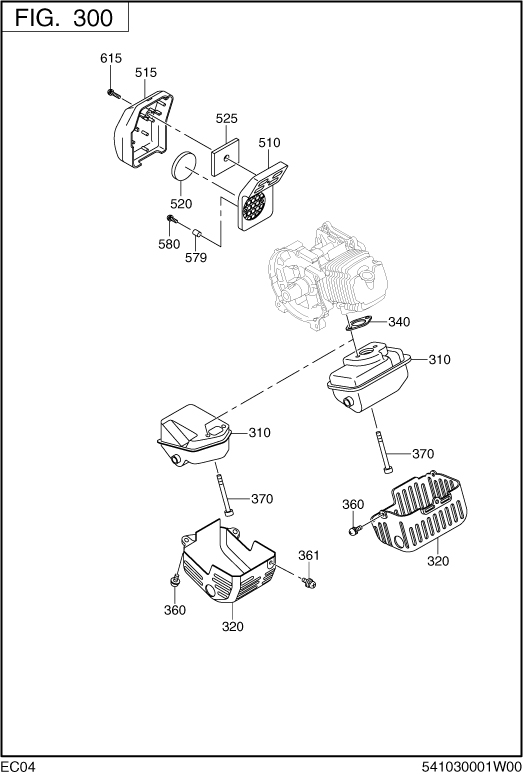 Intake,exhaust Diagram and Parts List for EC04EAX0520 EC04E Subaru Engine