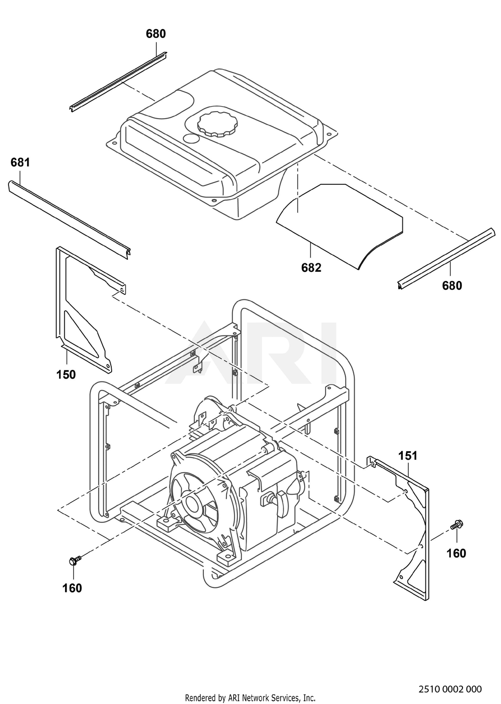 2510 Cover Diagram and Parts List for RAS43023544  Subaru Generator