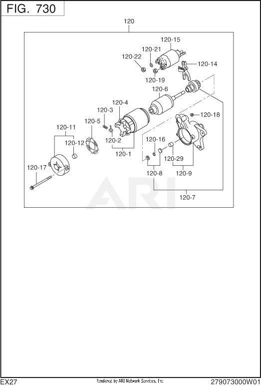 730 Electric Device Diagram and Parts List for EX300DS5030  Subaru Engine