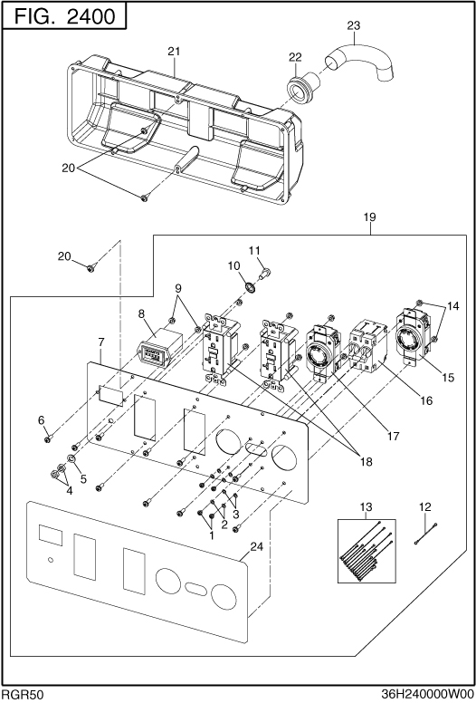 Control Box Diagram and Parts List for RGR50023000 SGX5000 Subaru Generator