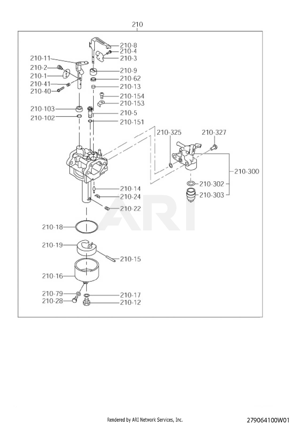 640 Carburetor Diagram and Parts List for EX270D50281  Subaru Engine
