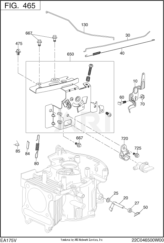 465 Governor Diagram and Parts List for EA175V75071  Subaru Engine