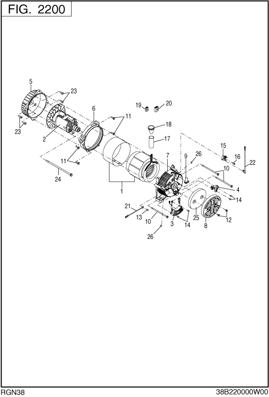 Generator Diagram and Parts List for RGN38016000 RGN3800 Subaru Generator