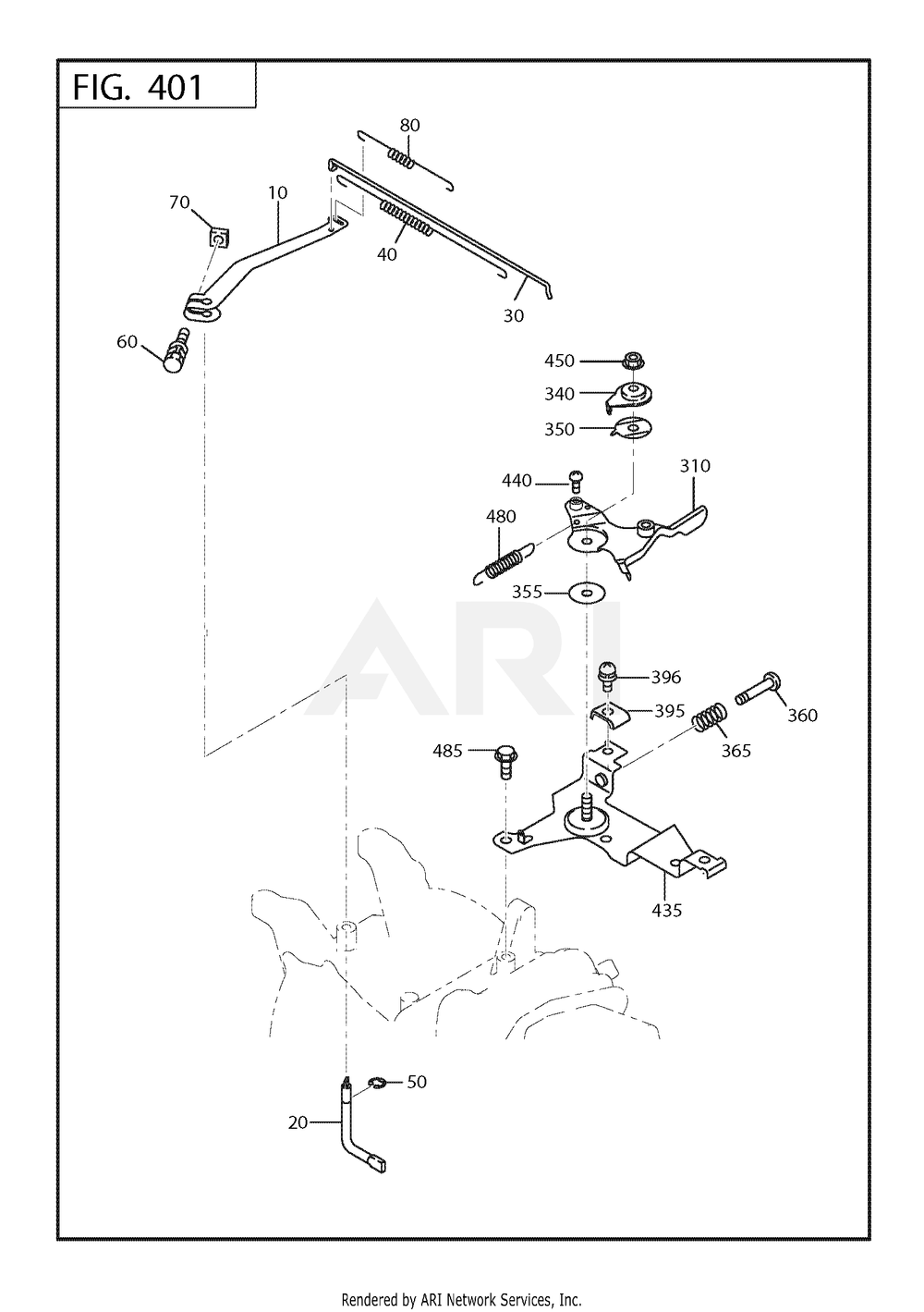 400 Governor Diagram and Parts List for 170DT1111  Subaru Engine