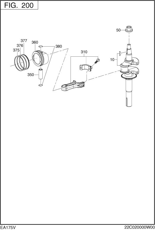 Crankshaft,piston Diagram and Parts List for EA175V73060 EA175 Subaru Engine